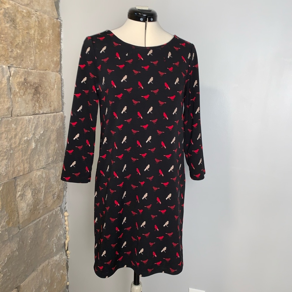 Vivienne Tam Black Shift Dress w Bird Motif, Sz 2